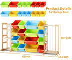 Storage Organizer with Bookshelf and Stuffed Animal Storage - Playroom Organization with Shelves and 12 Bins - Living Room Bo