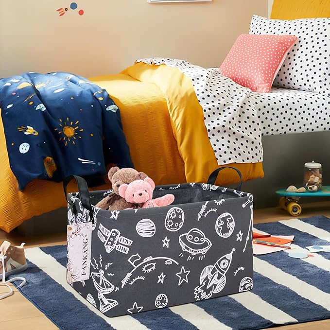 FANKANG Storage Basket,Nursery Hamper Canvas Laundry Basket Foldable with Waterproof PE Coating Storage, Office, Bedroom, Clo