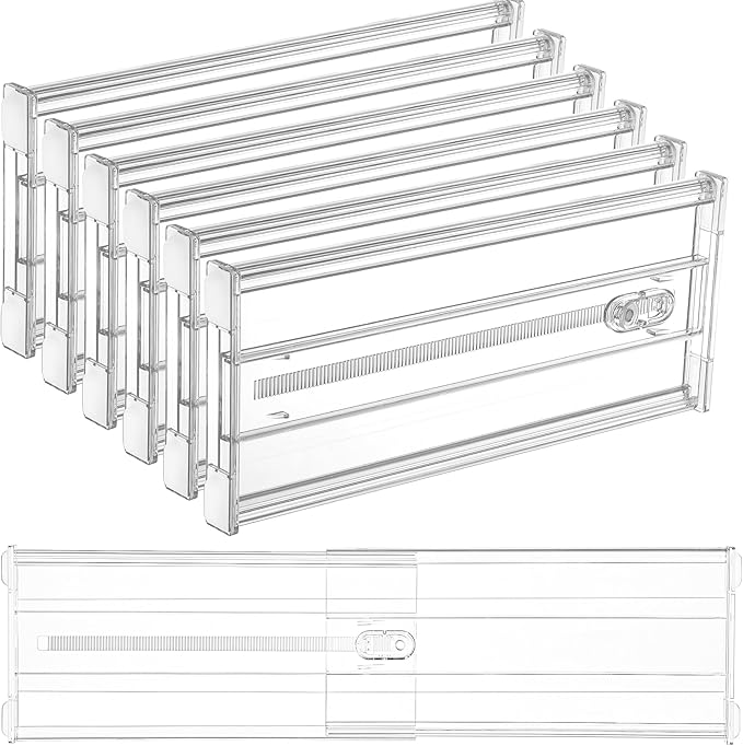 Vtopmart 6 Pack 6" Tall Upgrade Drawer Dividers for Big and Deep Drawer, 12.8"-22.3" Adjustable Expandable Dresser Drawer Org