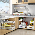 1 Pack 20.47IN Depth Under Sink Storage Organizer, Large 2-Tier Elegant Mesh Pull Out Shelf for Kitchen and Bathroom Cabinet 