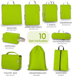 Compression Packing Cubes for Travel, Set of 10 Expandable Luggage Organizers with Shoe Bag, Lightweight Water-Resistant Suit