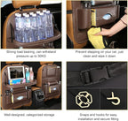 2 PCS Car Seat Back Pocket, Waterproof Leather Auto Back seat Organizer for Kids, Upgraded Car Organizer with Tablet Holder Pockets, Universal Interior Car Accessories (Coffee)