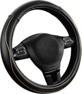 Skechers Memory Foam Steering Wheel Cover,Piping Microfiber Leather Steering Wheel Cover Sporty Universal Fit 14" 1/2-15" Car