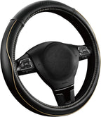 Skechers Memory Foam Steering Wheel Cover,Piping Microfiber Leather Steering Wheel Cover Sporty Universal Fit 14" 1/2-15" Car