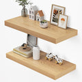 Dreamland 32" Floating Shelves for Wall, 12" Deep Thicker Oak Floating Shelves, Wall-Mounted Shelves for Bedroom, Living Room