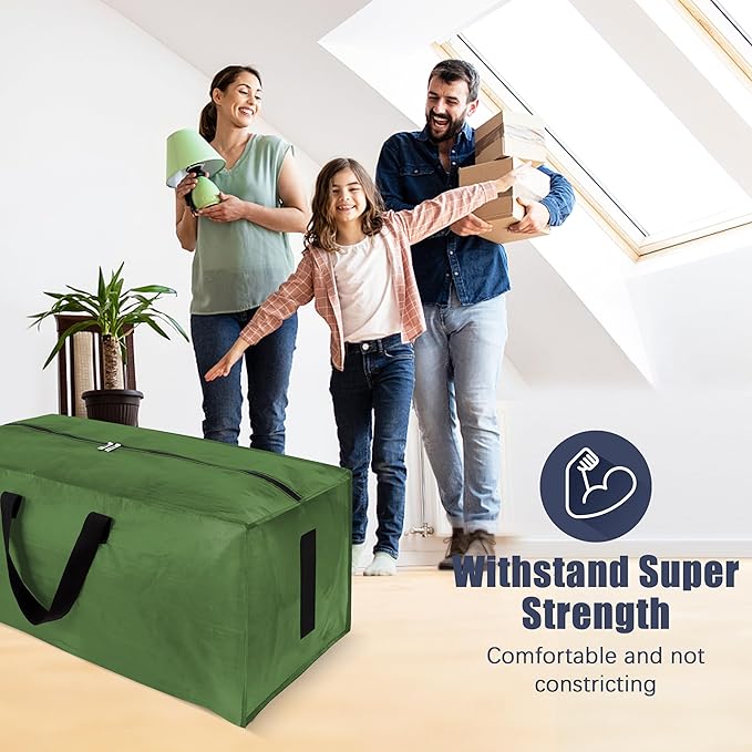 HOMESURE 4 Pack Large Strong Moving Bags with Zippers & Carrying Handles - Water-Resistant - Heavy Duty Storage Tote for Spac