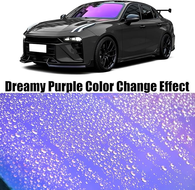 Chameleon Dreamy Purple Windshield Tint 65% VLT Car Front Window Tint Colorful Purple Blue Color Change Effect Car Window Solar Protection Film, 29.52" x 118.11"