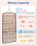 BAGSMART Hanging Jewelry Organizer, Necklace Holder Anti-tangle Earrings Rings Hanger with Pockets Hang on Closet, Wall, Door