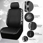 CAR PASS Leather Cow Bling Diamond Car Seat Covers Front & Rhinestone Carpet Car Floor Mats & Sparkly Steering Wheel Cover 15