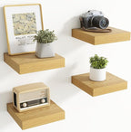 Axeman Square Floating Shelves for Wall, 8" W x 8" D x 1.4" H Rustic Wooden Wall Shelves, 4 Pack Wall Mounted Floating Shelf 