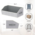 Homsorout Storage Bins for Shelves - Large Trapezoid Closet Shelf Organizer, Fabric Organization Bins with Handles, Storage B
