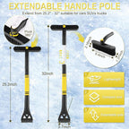 LivTee 32" Snow Brush and Ice Scrapers for Car Windshield, Extendable Car Snow Accessories with Foam Grip, Brush Supports 360 Degree Rotation, Car Winter Removal Tool for Cars, Trucks, SUVs