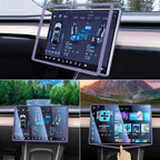 2PCS Protector Trim Frame Compatible with Tesla Model 3 Y 2020-2024 2025 2026 Screen Edge Frame Rearview Mirror Cover Interior Decorations Center Console Decor Highland Juniper Accessories (Purple)