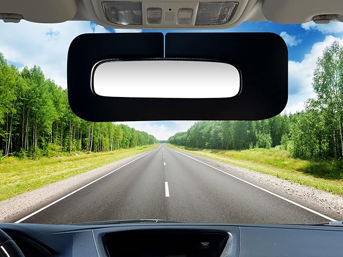MirrorVisor Rearview Rear View Mirror Sun Visor for Car Mirrors Sunshade Extender Anti-Glare Car Sun Visor Protects from Sun Glare UV Rays Universal for Cars SUVs Vehicles Trucks