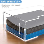 DINGHUO Legal Size File Organizer, Acrylic Protable Hanging File Organizer with Handles, Clear Storage File Folder Holder Fil