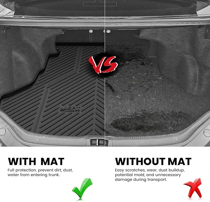 LASFIT Trunk Mat for Toyota Camry 2017 2016 2015(Not Fit Hybrid), Custom Fit TPE All Weather Cargo Mat for Camry 2015-2017 Trunk Liner Rear Cargo Liner, Black