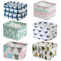 Foldable Storage Basket - Set of 6 Small Collapsible Canvas Containers Organizers with Handle for Home Decor or Storing Toys,
