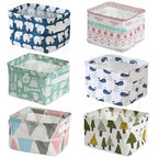 Foldable Storage Basket - Set of 6 Small Collapsible Canvas Containers Organizers with Handle for Home Decor or Storing Toys,