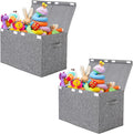 popoly 2 Pack Large Toy Box Chest with Lid, Collapsible Sturdy Toy Storage Organizer Boxes Bins Baskets for Kids, Boys, Girls