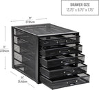 Mind Reader File Storage Drawers, Desk Organizer, Multi-Purpose, Crafts, Office, Metal Mesh, 11"L x 14"W x 11"H, Black, 5 Dra