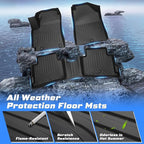Sunsdrew Floor Mats for 2021-2026 Kia Seltos Accessories, All Weather Floor Liners 1st & 2nd Row Car Mats TPE Rubber Raised Edge