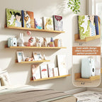 Fun Memories Picture Ledge Shelves Set of 4, 32 Inch Rustic Wall Mounted Floating Shelves with Lip for Home Storage and Décor