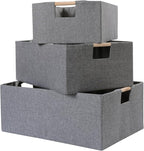 ANMINY 2PCS Storage Baskets for Organizing Collapsible Fabric Storage Bins Boxes with Wood Handles Closet Shelves Cube Organi