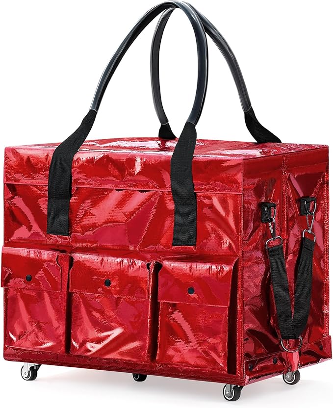 tobyto Reusable Grocery Bag on Wheels, 105L Foldable Rolling Tote, Shopping Trolley 66LBS Capacity - Water-Resistant for Laun