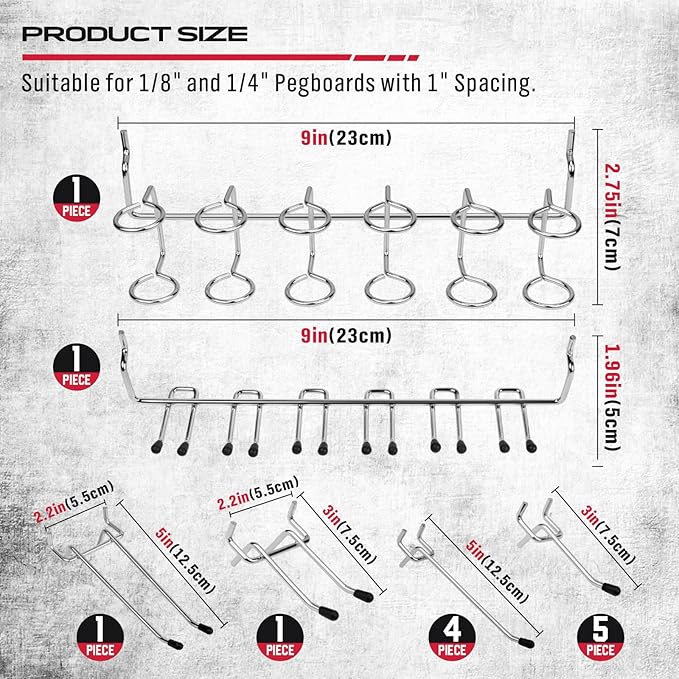 Ultimate 121-Piece Pegboard Hooks Set, Pegboard Accessories with Metal Hooks, Durable Peg Board Organizer Accessories, Pegboa