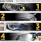 Headlight Restoration Kit, 3-Step Headlight Cleaner Wipes, Removes Yellowing, Oxidation & Cloudiness, Restores Clarity with U