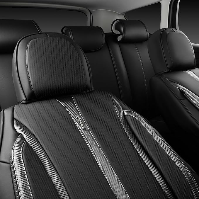 CAR PASS Nappa Leather Car Seat Covers Cushioned, Waterproof Leatherette Seat Covers Anti-Slip 5 Seats, Universal for Cars,SU