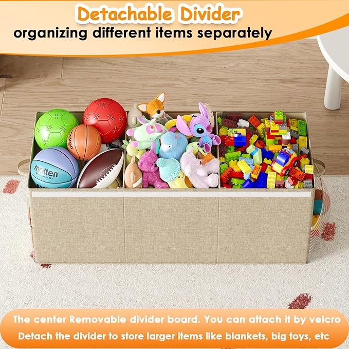Extra Large Toy Box Chest with Lid, Kids Toy Storage Organizer for Boys Girls, Big Toy Bin Basket Extra Large Toy Storage Box