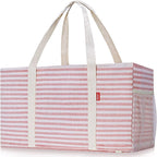 LHZK 2 Pack Extra Large Utility Tote Bag with Metal Wire Frame and the Sides Rinforced, Extra Large Tote Bag with Handle for