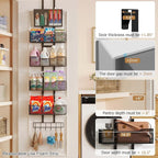 Hongtamoya Adjustable Over The Door Organizer, Closet Door Organizer Heavy Duty Hanging Door Storage with 4 Metal Baskets and