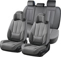 Coverado Universal Seat Covers Full Set, 5 Seats Universal Seat Covers for Cars, Waterproof Nappa Leather Car Seat Covers wit