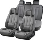 Coverado Universal Seat Covers Full Set, 5 Seats Universal Seat Covers for Cars, Waterproof Nappa Leather Car Seat Covers wit
