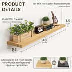 Marsmiles 48 Inch Floating Shelf | 9.3 Inch Deep Natural Wood Wall Shelf Set of 1 | Rustic Reclaimed Wood Shelves for Room Wa