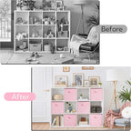 Cupic Cupid 13x13 Storage Cubes, 6 Pack Open Storage Bins with Handles, Storage Cube Organizer for Clothes and Toys, Collapsi