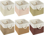 Geiserailie 6 Pcs 13 x 13 Inch Cube Storage Bins Fabric Storage Organizer Bins Foldable Cube Baskets with Sturdy Carry Handle