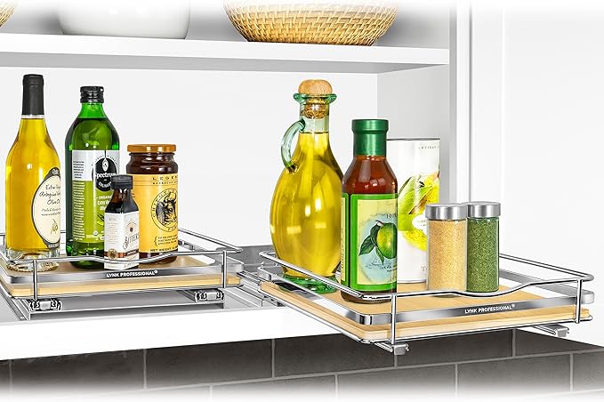LYNK PROFESSIONAL® Élite™ Pull Out Spice Organization for Cabinets - 10-3/8 inch Wide – Spice Rack for Inside Cabinets – Wood