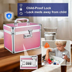 Adazzo Medicine Lock Box with 3-Digit Combination Lock – Pink Lockable Storage Box for Medication, Small Lock Box for Valuabl