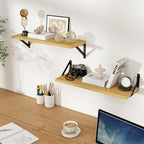 Floating Shelves, 8 Inch Deep Rustic Wood Wall Storage, 24W x 8D Wall Shelves Set of 2, Heavy Duty Metal Brackets, Industrial