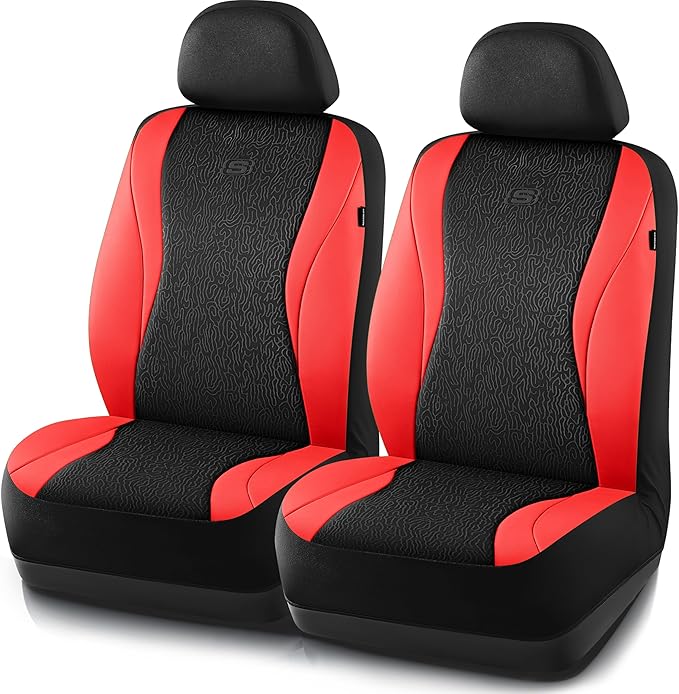 Skechers Car Seat Covers,Leather Seat Covers with GOGA Mat Technology,Waterproof Car Seat Covers Front Seats,Airbag Compatibl
