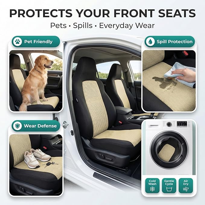 FH Group Automotive Front Car Seat Covers for SUV, Trucks, Sedan and More - Universal Fit Front High Back Design Interior Acc