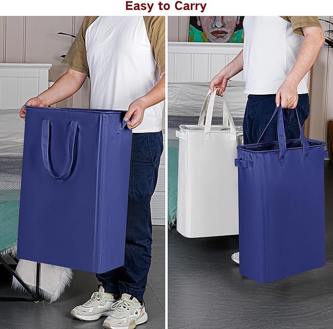 efluky Slim Laundry Basket, Narrow Laundry Hamper with Handles, Collapsible Dirty Clothes Hamper, Tall Laundry Bin for Laundr