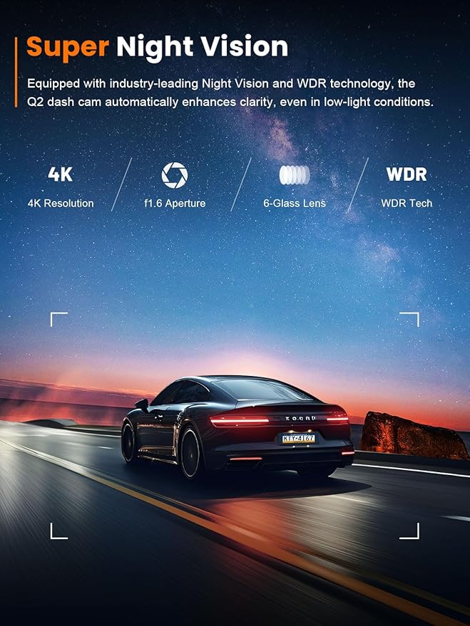 4K Dash Cam Front, Built-in 5G WiFi, 64GB Card Included, Dash Camera for Cars, Mini Dashcam with Super Night Vision, Loop Rec