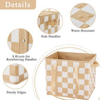 Checkered Reusable Grocery Bags Heavy Duty 3 Pack Foldable Shopping Bags with Handles for Groceries Collapsible Tote