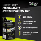 Detour Heavy Duty Headlight Restoration Kit - 2 Easy Steps to Professionally Restore Yellowed and Clouded Plastic Headlights,