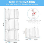 3-Pack Extra-Tall 13.6'' Hanging Laundry Basket Organizer, Foldable Wire Shelf with 360° Rotating Hooks & Reinforced Height -