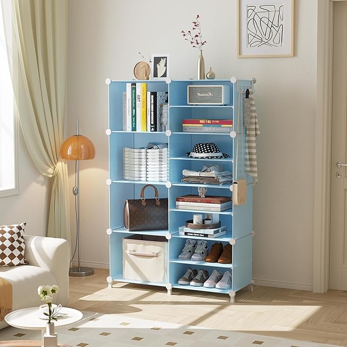 AWTATOS Closet Organizer 8 Cube Storage Shelves Closet Storage Clothes Organizers Stackable Cubby Shelving for Closet Bedroom